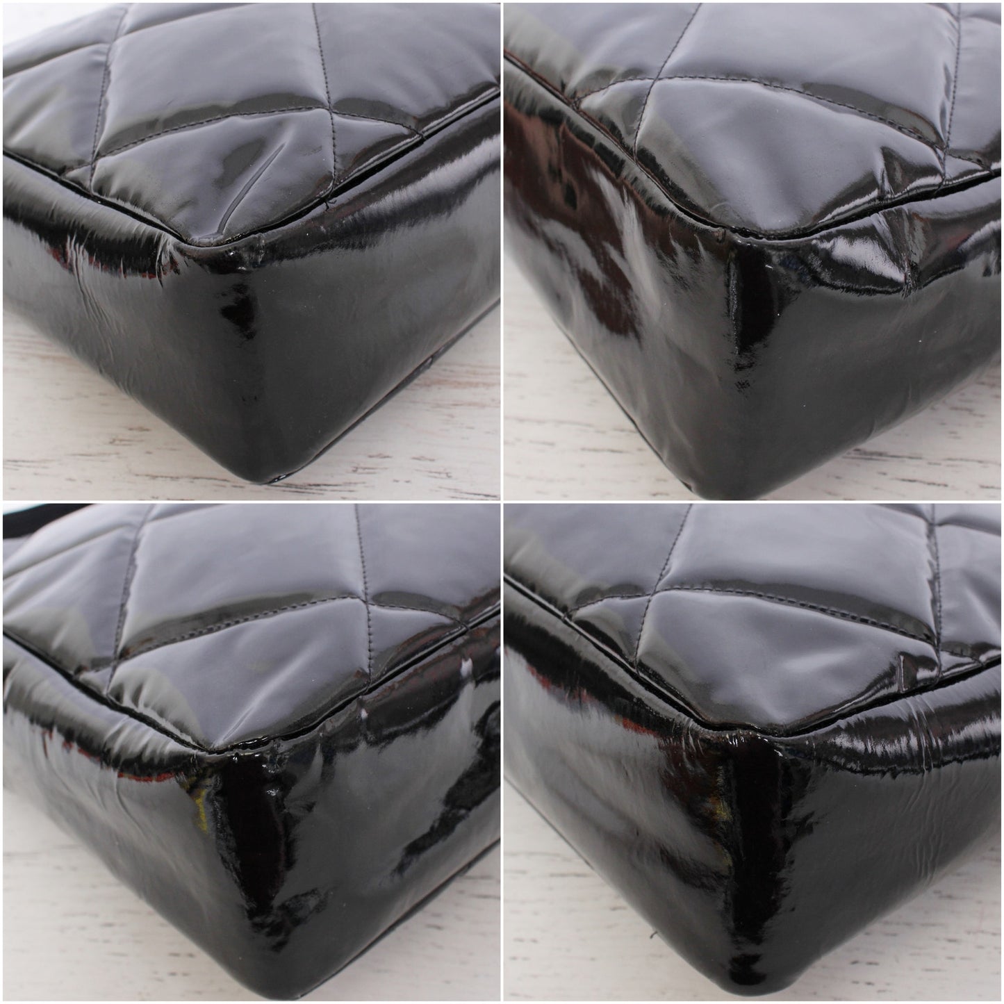 Chanel Black Patent Leather Camera Bag Shoulder Crossbody A4996