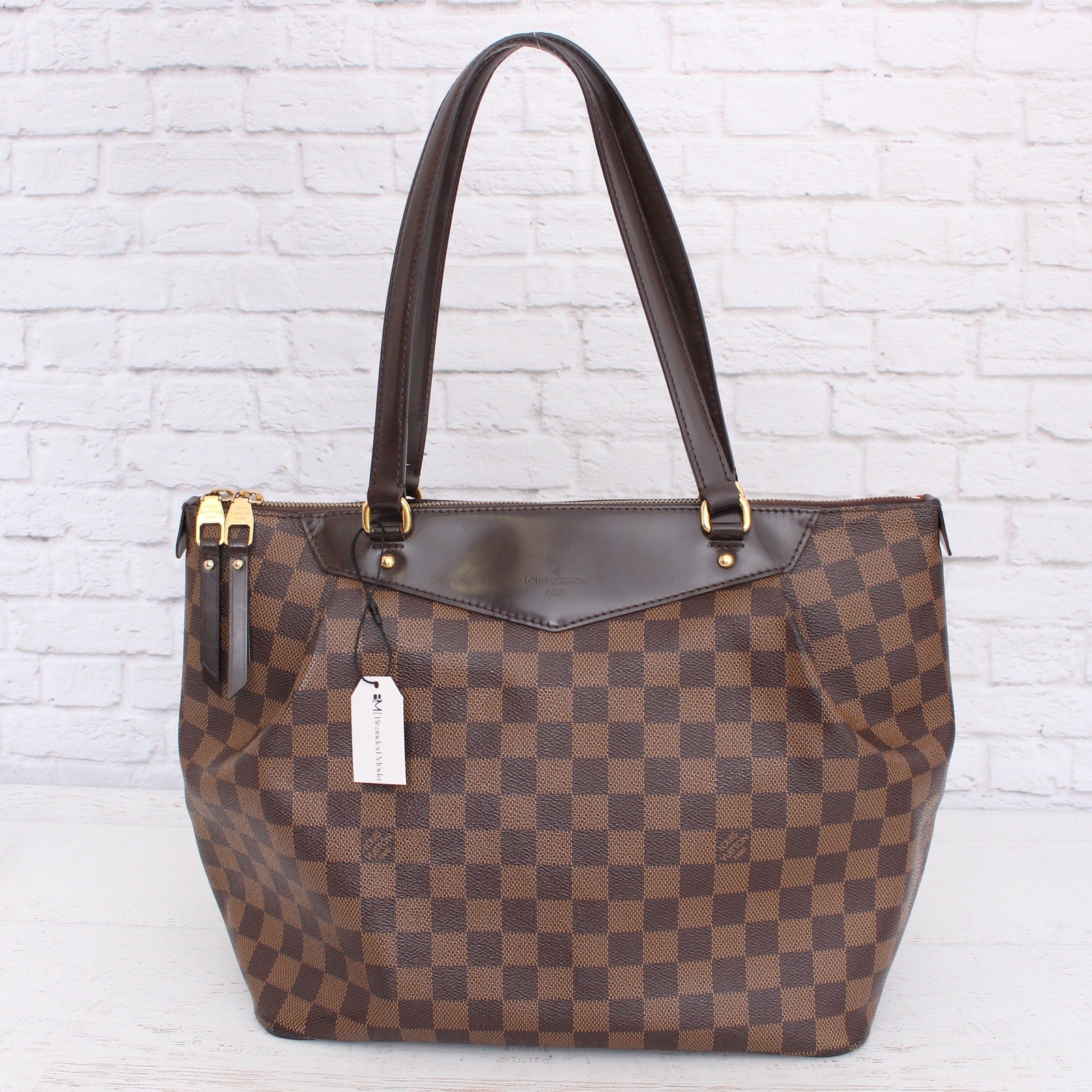 Louis Vuitton Westminster PM Damier Ebene Tote Brown Shoulder Handbag A3451