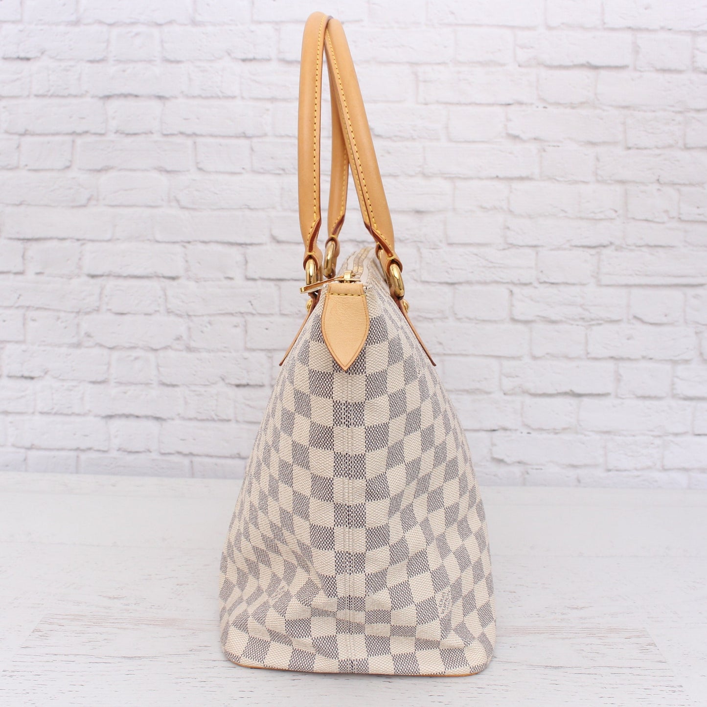 Louis Vuitton Saleya MM Damier Azur Tote White Shoulder Hobo Leather Purse A2518