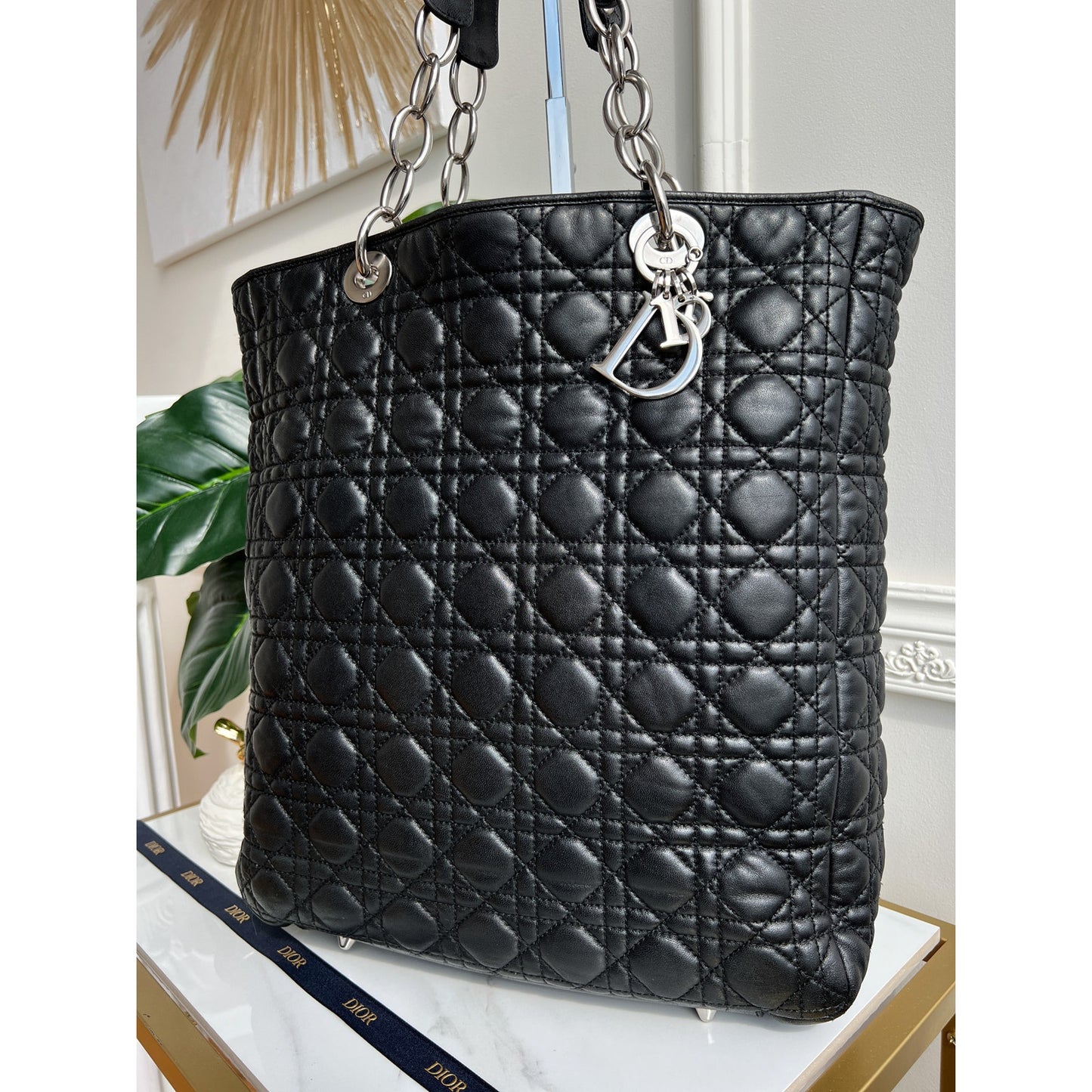 Dior Cannage Quilted Lambskin Black Tote