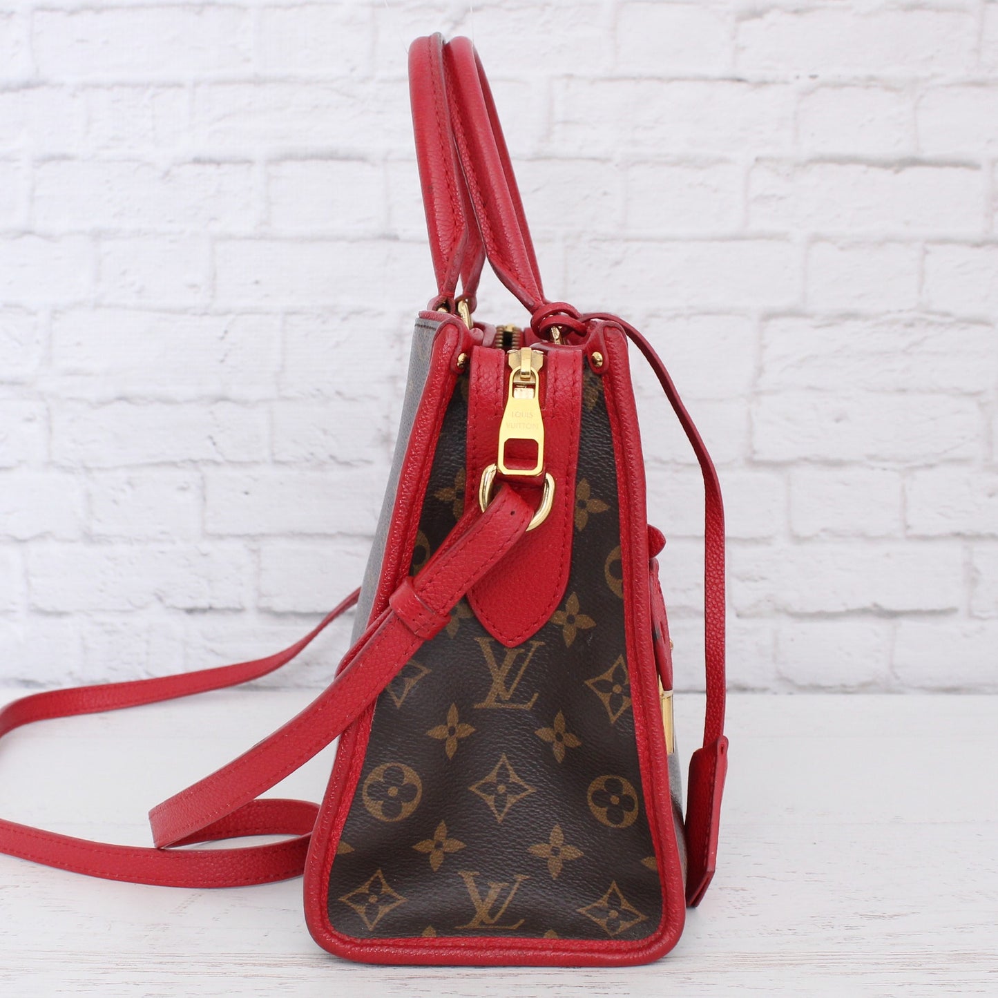 Louis Vuitton Popincourt PM Monogram Red Crossbody Shoulder Satchel