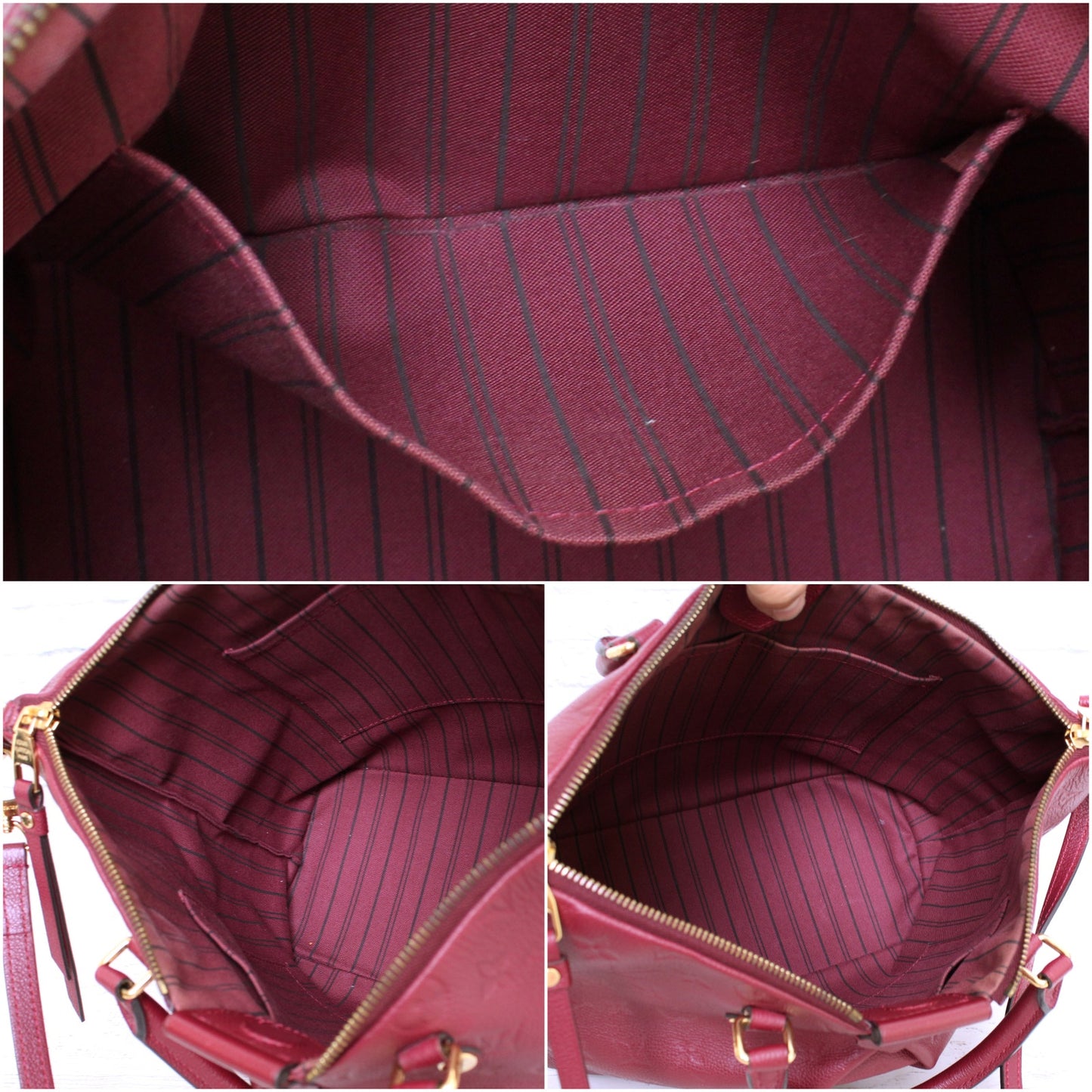 Louis Vuitton Mazarine MM Crossbody Purple Empreinte Satchel Handbag Purse A3689