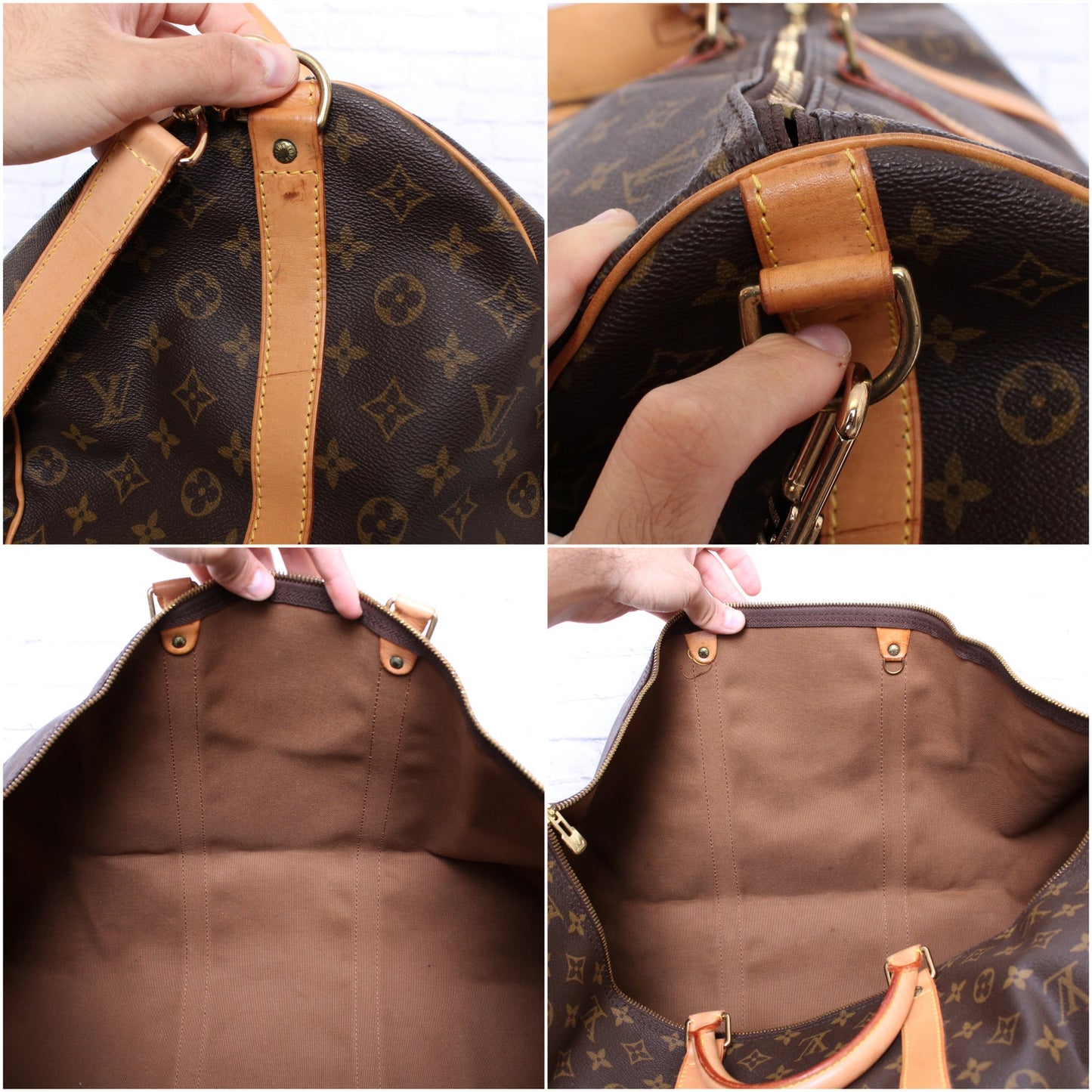 Louis Vuitton Keepall 60 Bandouliere Monogram Duffle Luggage Travel A3145