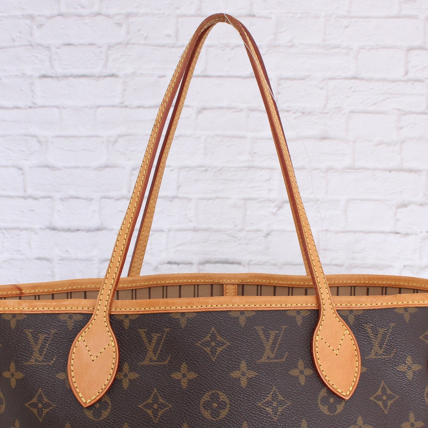 Louis Vuitton Neverfull MM Monogram Leather Tote Shoulder Purse Brown