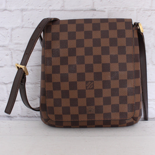 Louis Vuitton Musette Salsa Long PM Crossbody Damier Ebene Purse Leather