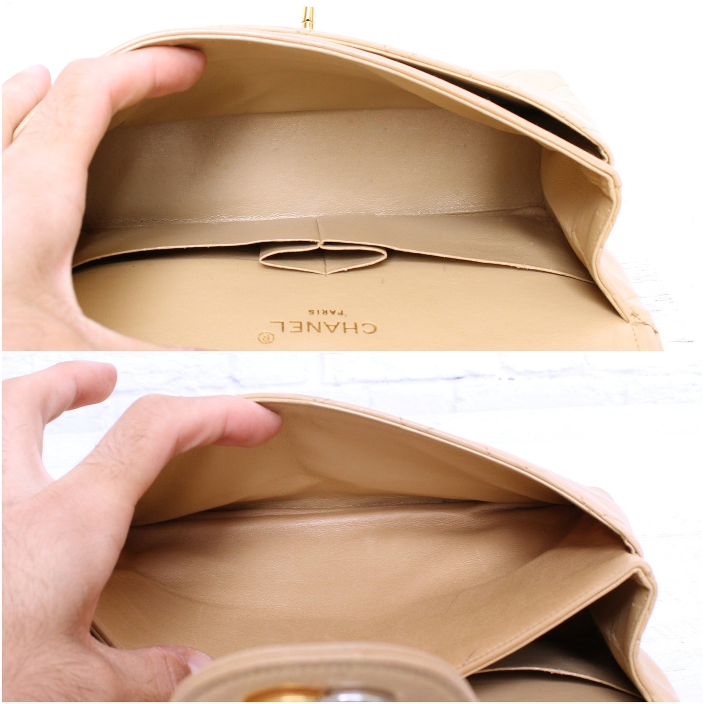 Chanel Paris Limited Two Tone Double Flap Beige Lambskin Leather Shoulder A4710