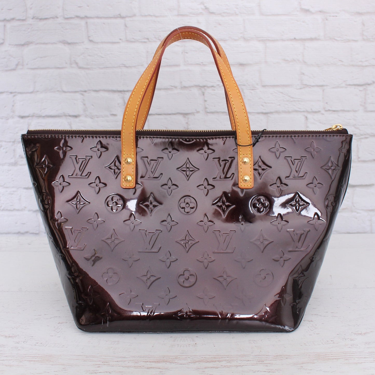 Louis Vuitton Bellevue PM Amarante Vernis Satchel Shoulder Tote Purse A5102