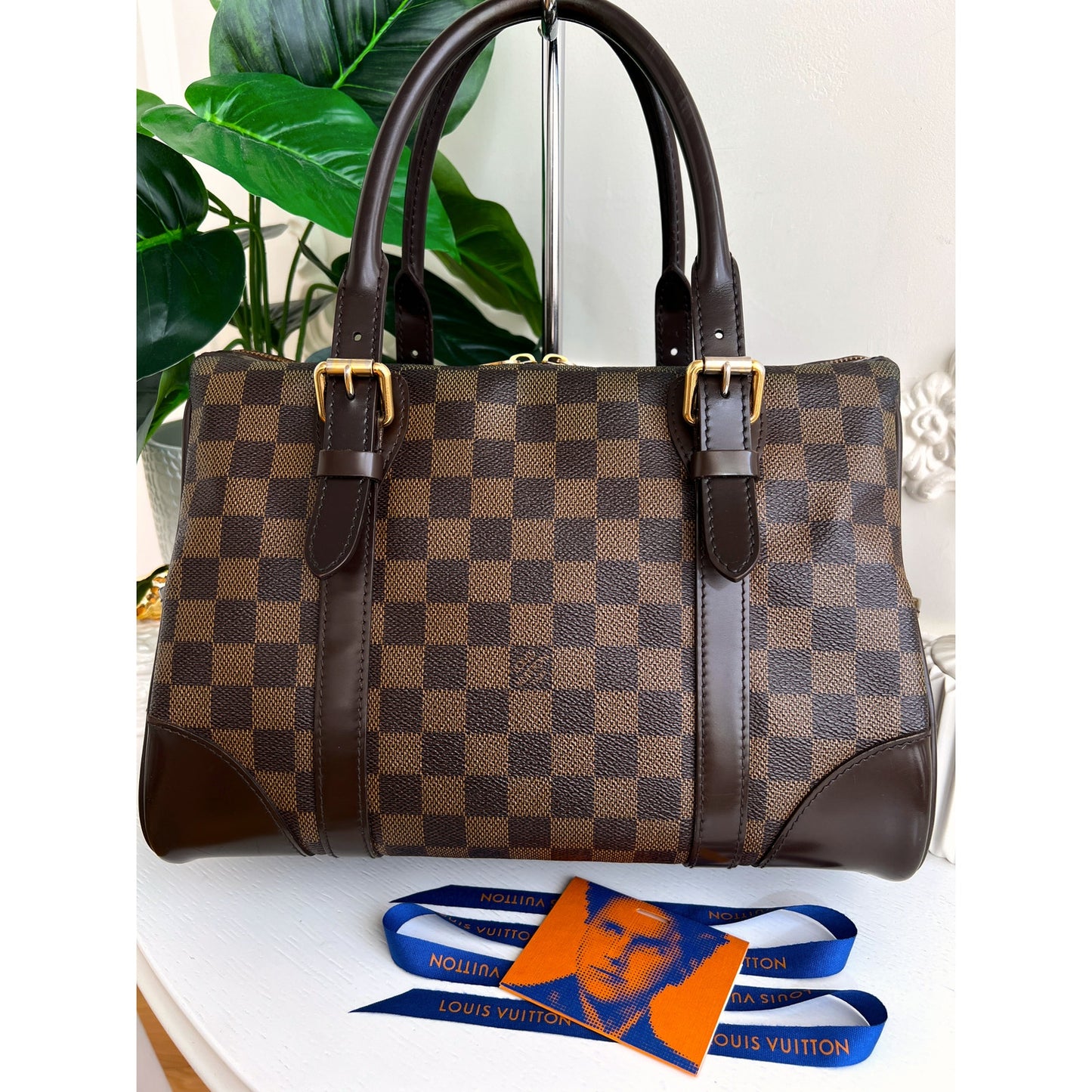 Authentic Louis Vuitton Berkeley Damier Ebene Satchel Handbag B0774