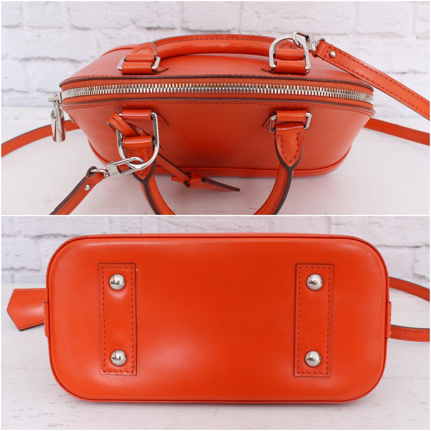 Louis Vuitton Alma BB Orange Epi Crossbody Leather Satchel Handbag A3589