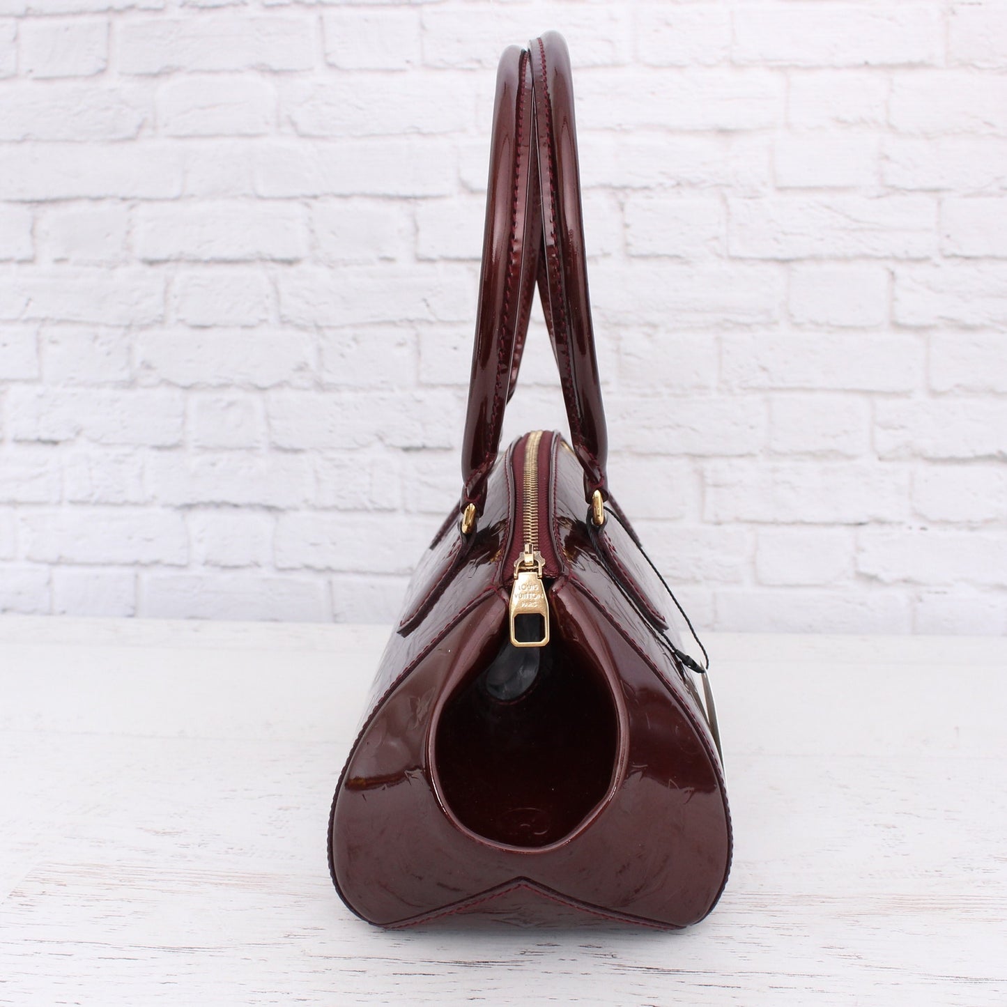 Louis Vuitton Sherwood PM Purple Vernis Satchel Shoulder Tote Purse A3577