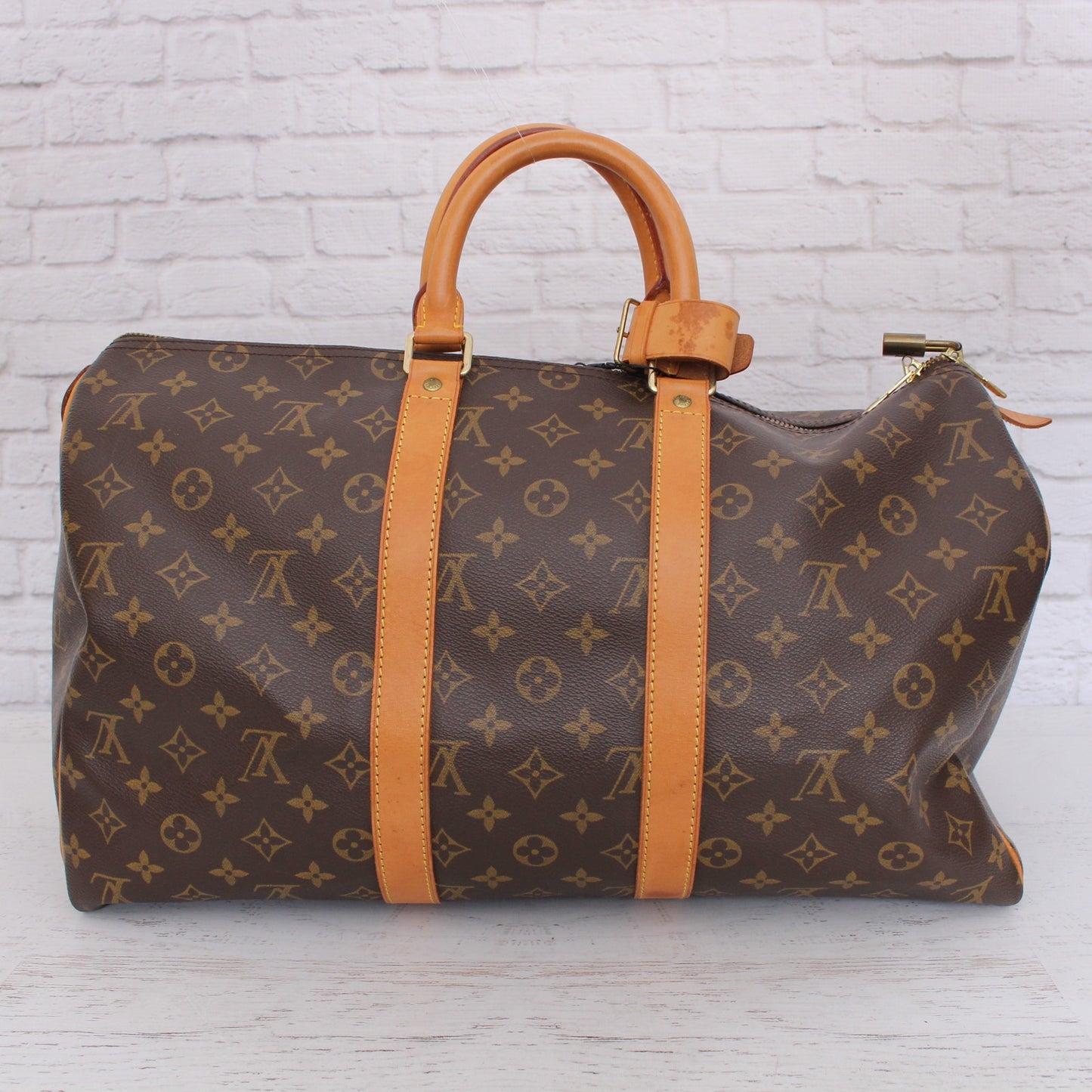 Louis Vuitton Keepall Boston 45 Monogram Duffle Bag Travel Handbag A5003