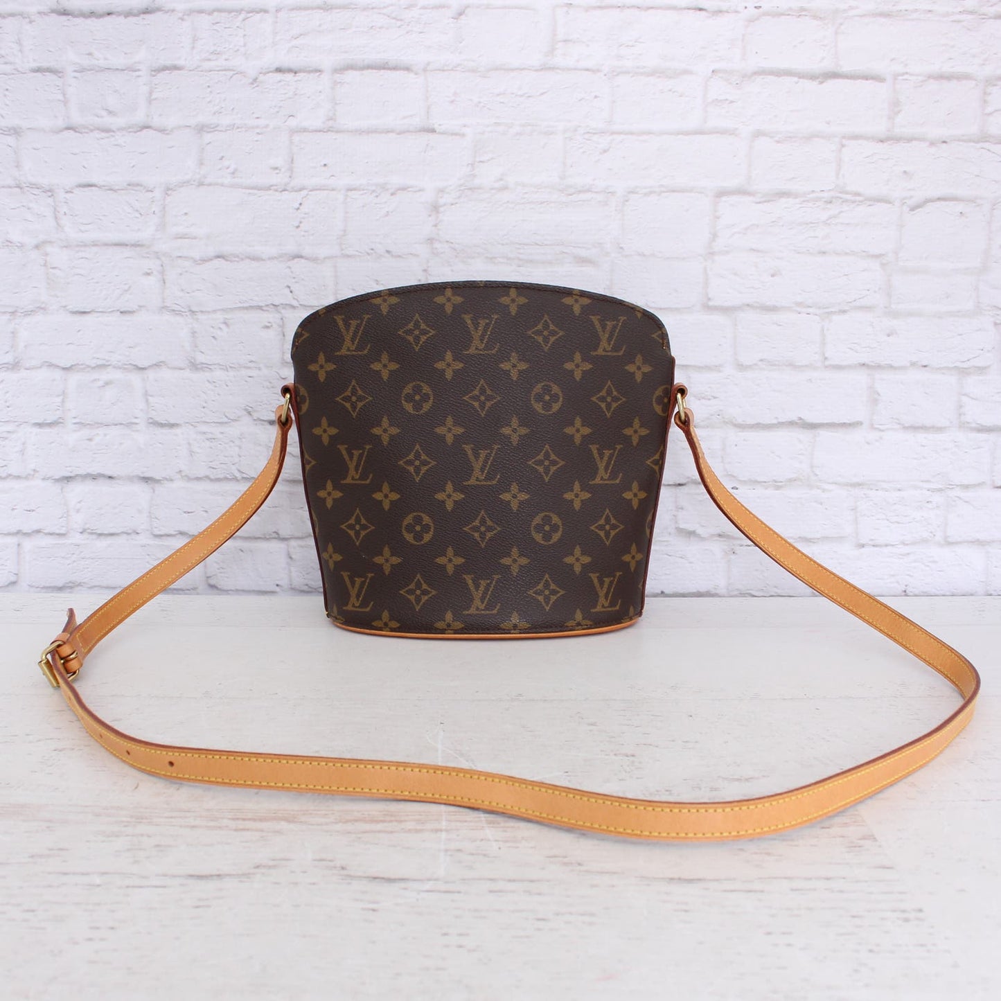 Louis Vuitton Drouot Monogram Crossbody & Shoulder Bag Brown Leather