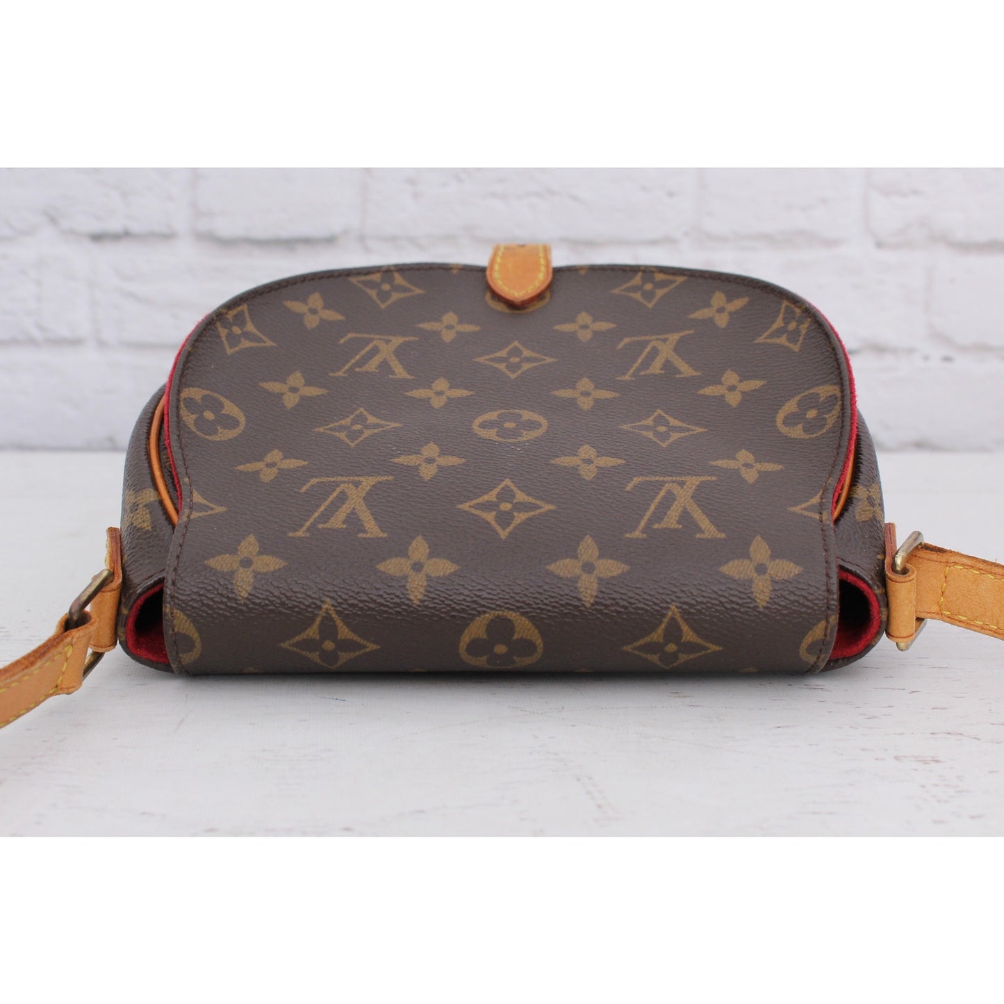 Louis Vuitton Tambourine Monogram Crossbody Shoulder Handbag Brown Leather A5650