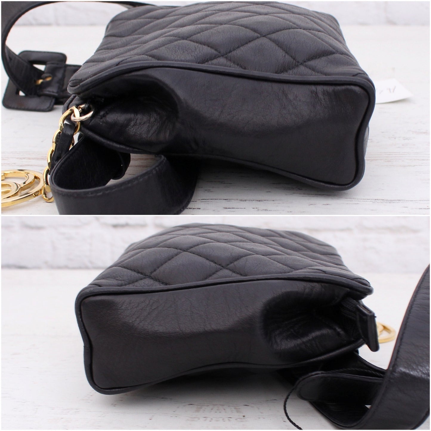 Chanel Mini Waist Clutch Black Lambskin Leather Purse A4847