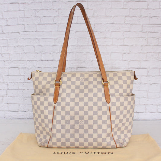 Louis Vuitton Totally MM Damier Azur Tote Shoulder Purse Handbag Leather