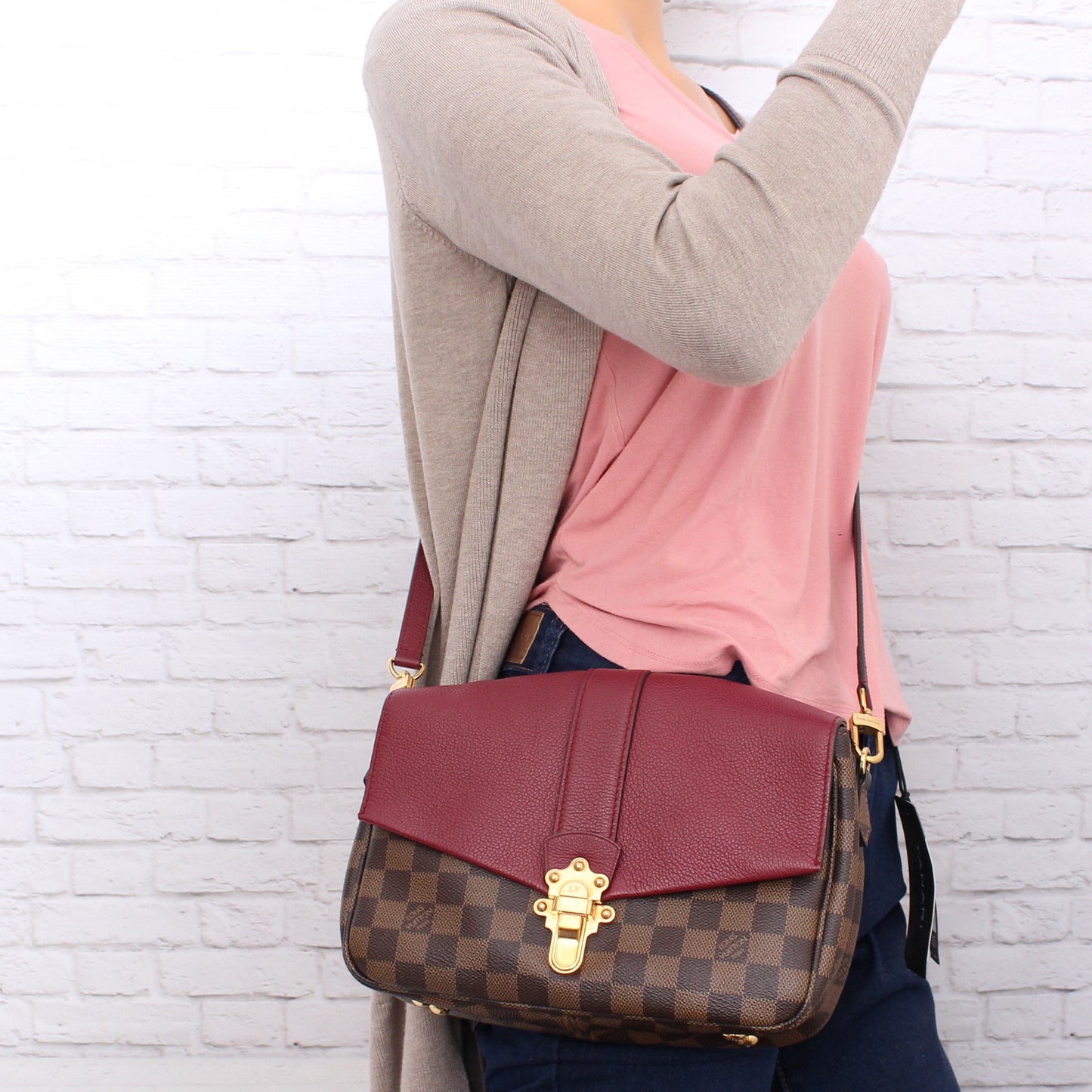 Louis Vuitton Clapton PM Damier Ebene Brown Crossbody Shoulder Purse C0007