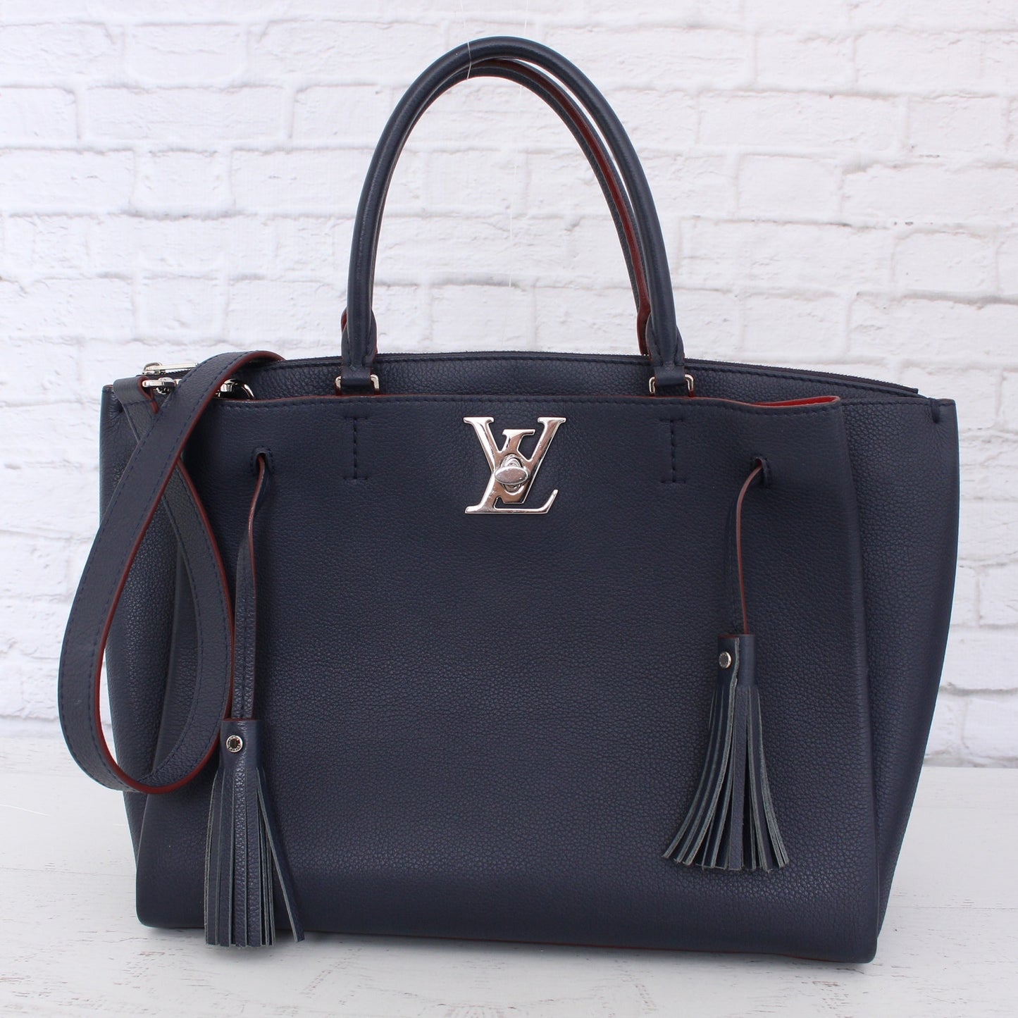 Louis Vuitton Lockme II Way Navy Calfskin Leather Crossbody & Shoulder