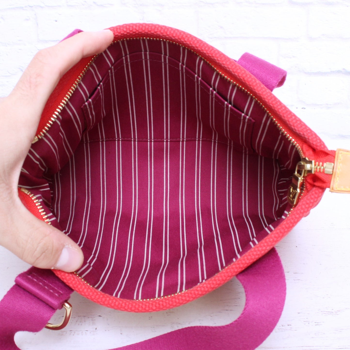 Louis Vuitton Cabas PM Antigua Red Tote Satchel Bag Purse Zip LV A5603