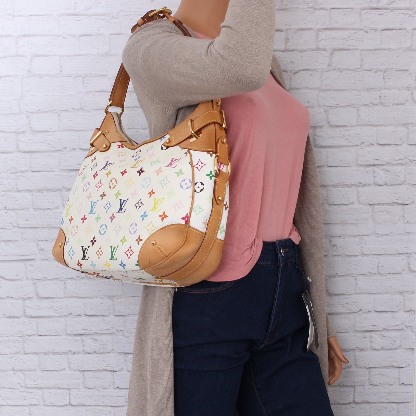 Louis Vuitton Greta GM White Multicolor Shoulder Bag