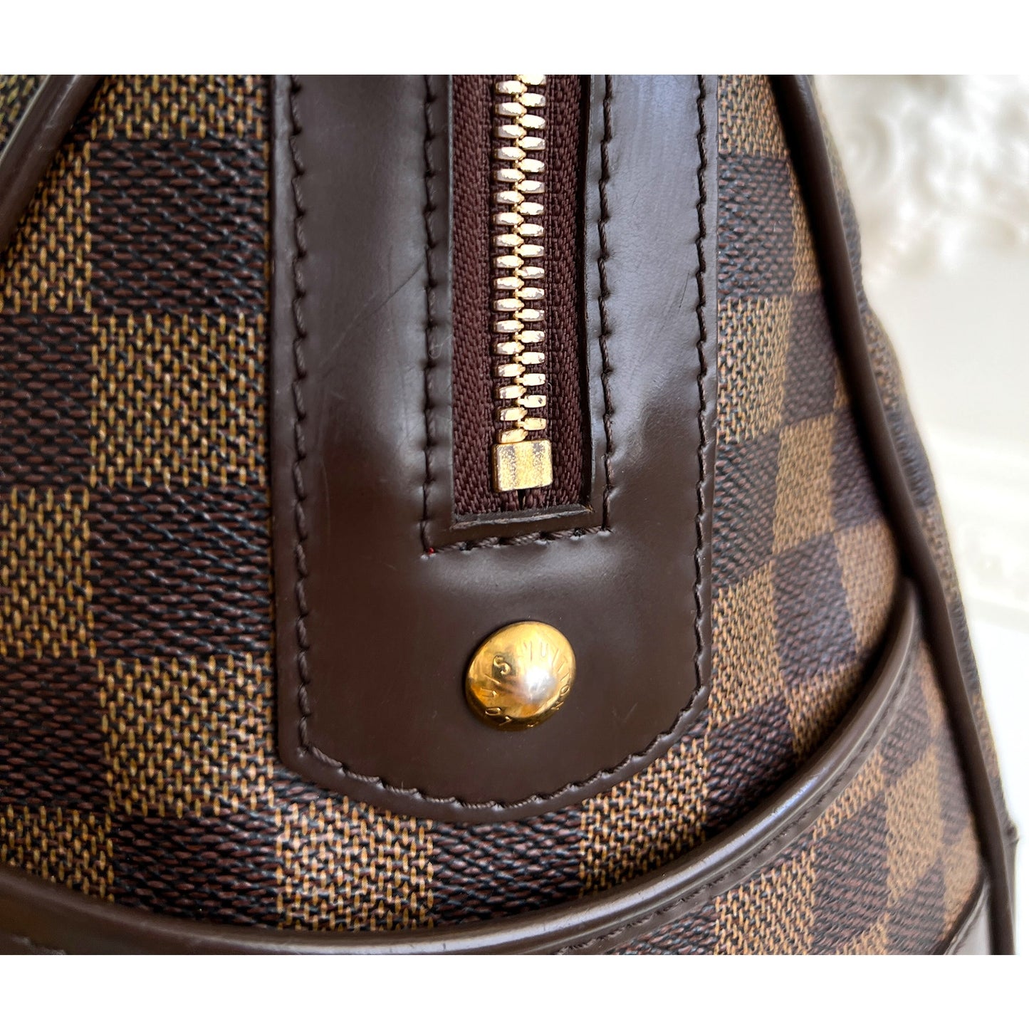 Authentic Louis Vuitton Berkeley Damier Ebene Satchel Handbag B0774