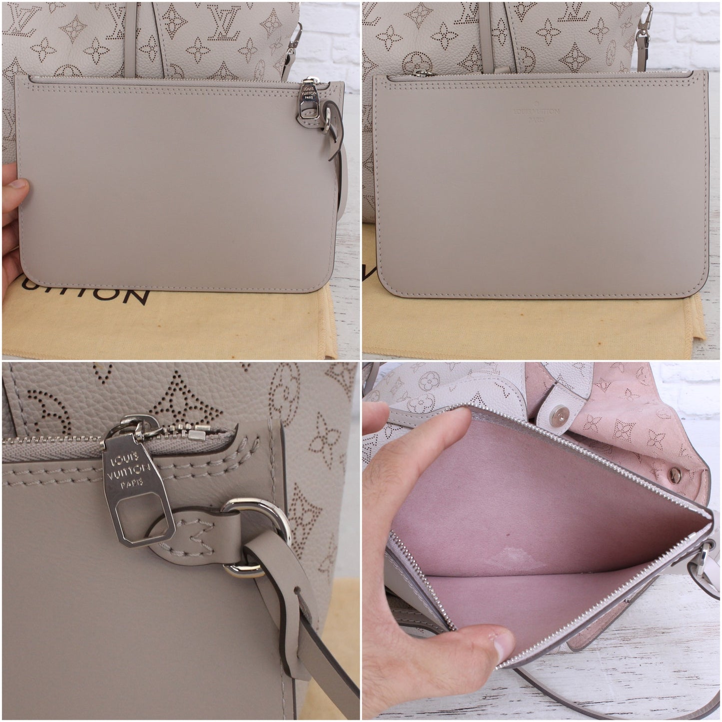 Louis Vuitton Hina MM with Pouch Gray Mahina Shoulder Bag