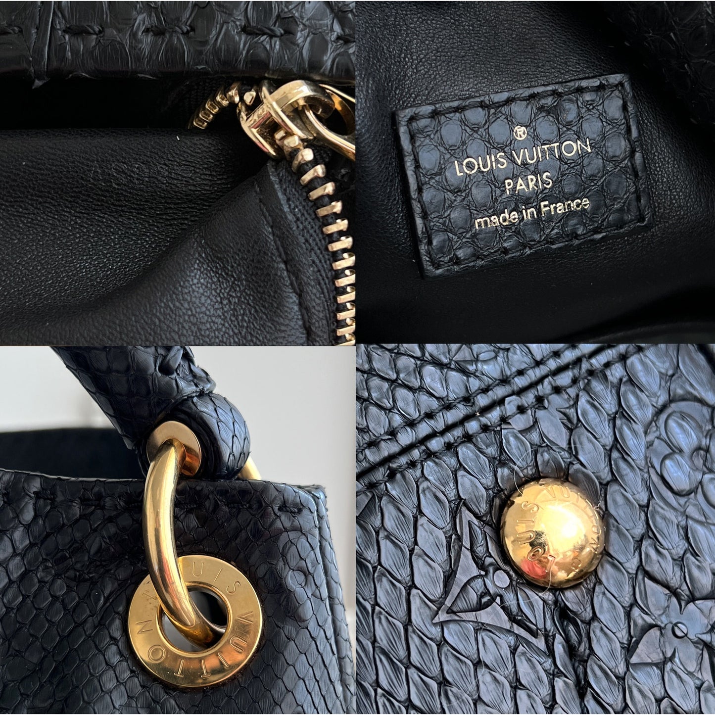 Louis Vuitton Artsy MM Python Black Leather Tote