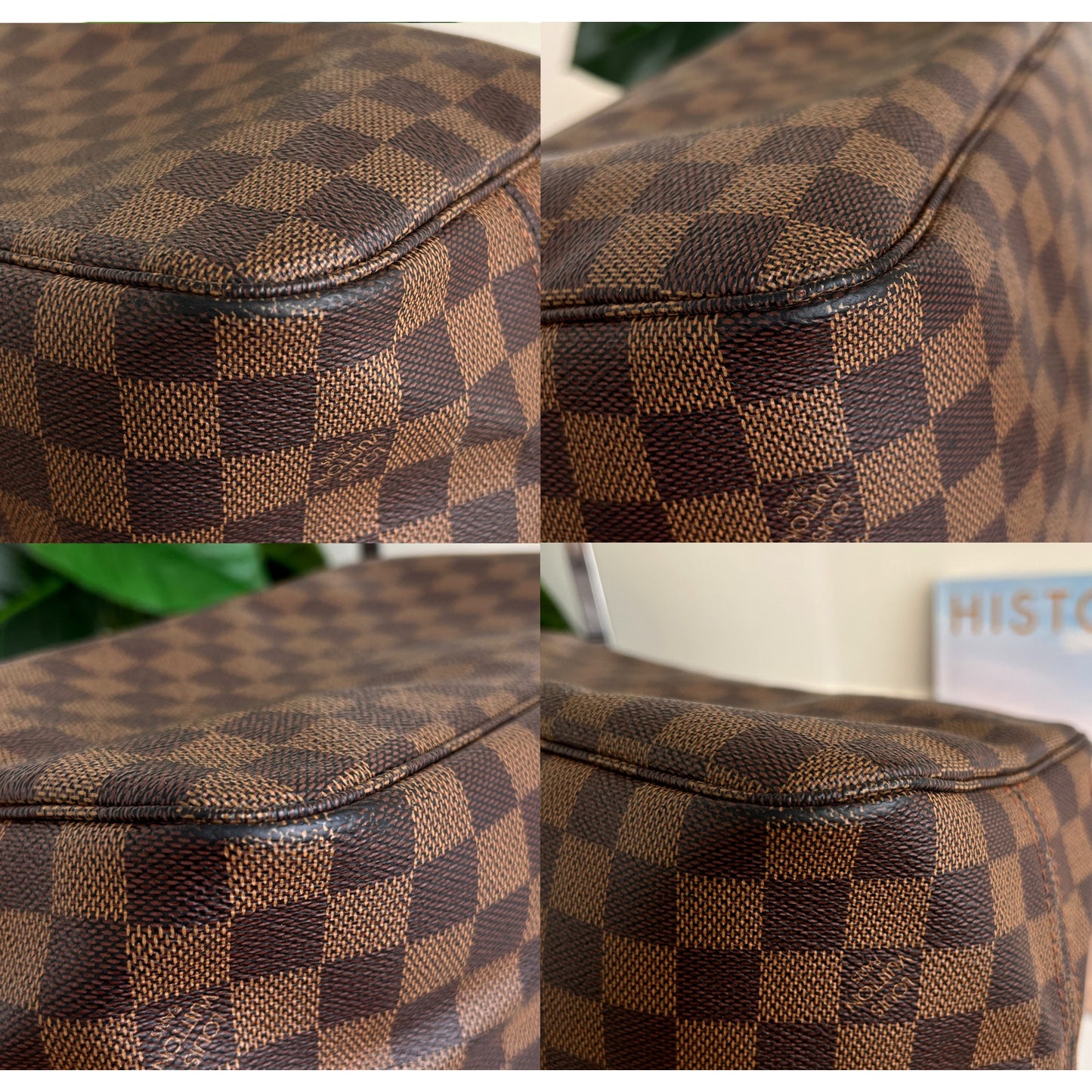 Louis Vuitton Neverfull MM Damier Ebene Leather Shoulder Bag