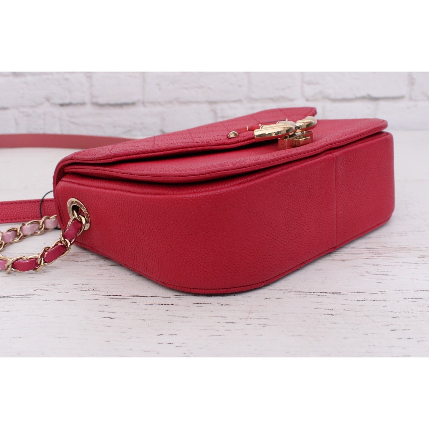 Chanel Paris-Cuba Flap Bag Magenta Caviar Leather Shoulder Crossbody Purse A4937