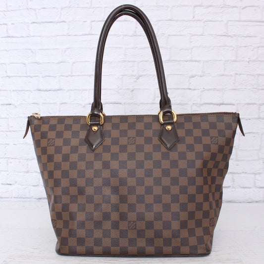 Louis Vuitton Saleya MM Tote Damier Ebene Shoulder Brown Leather Purse