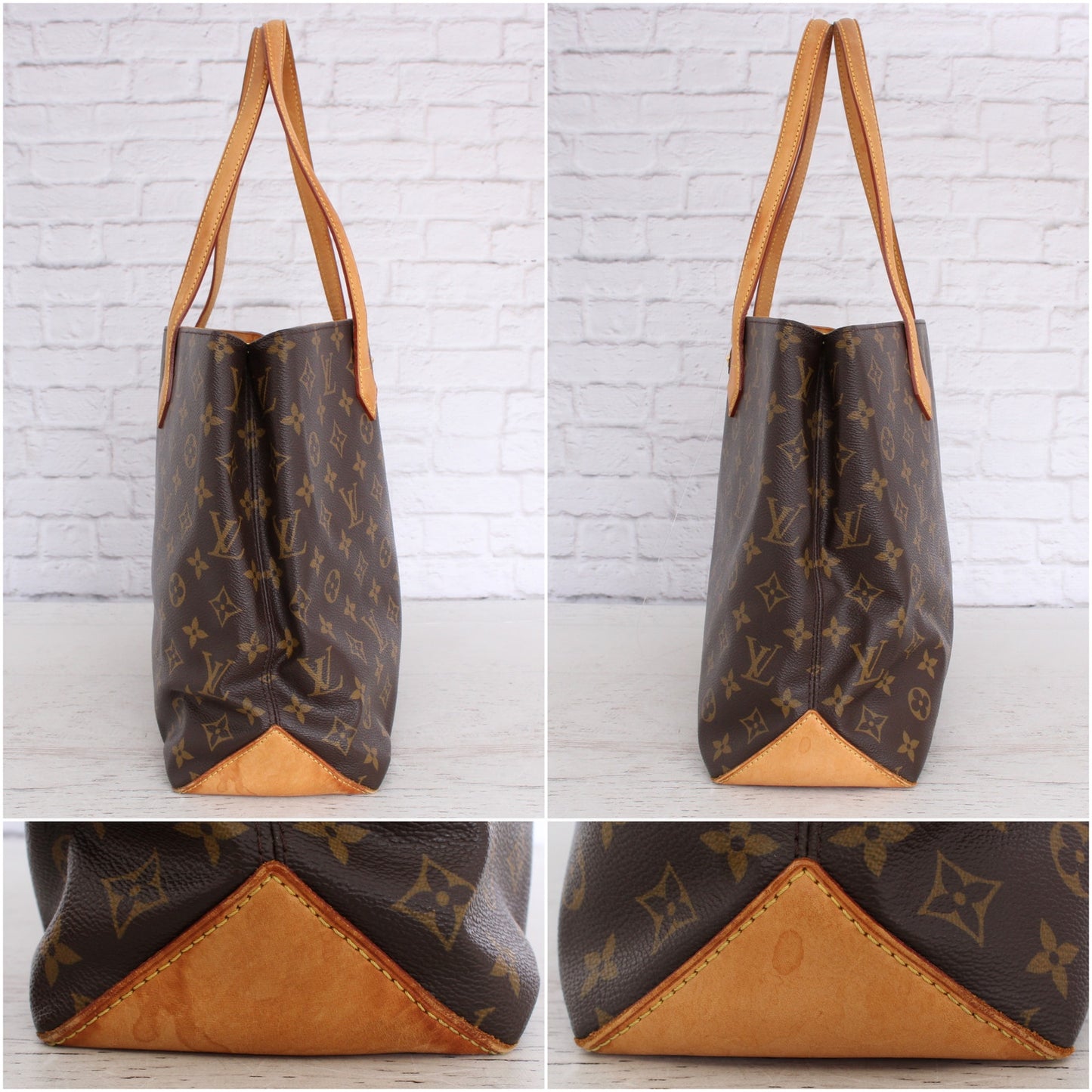 Louis Vuitton Wilshire MM Monogram Tote Shoulder Satchel Purse Brown