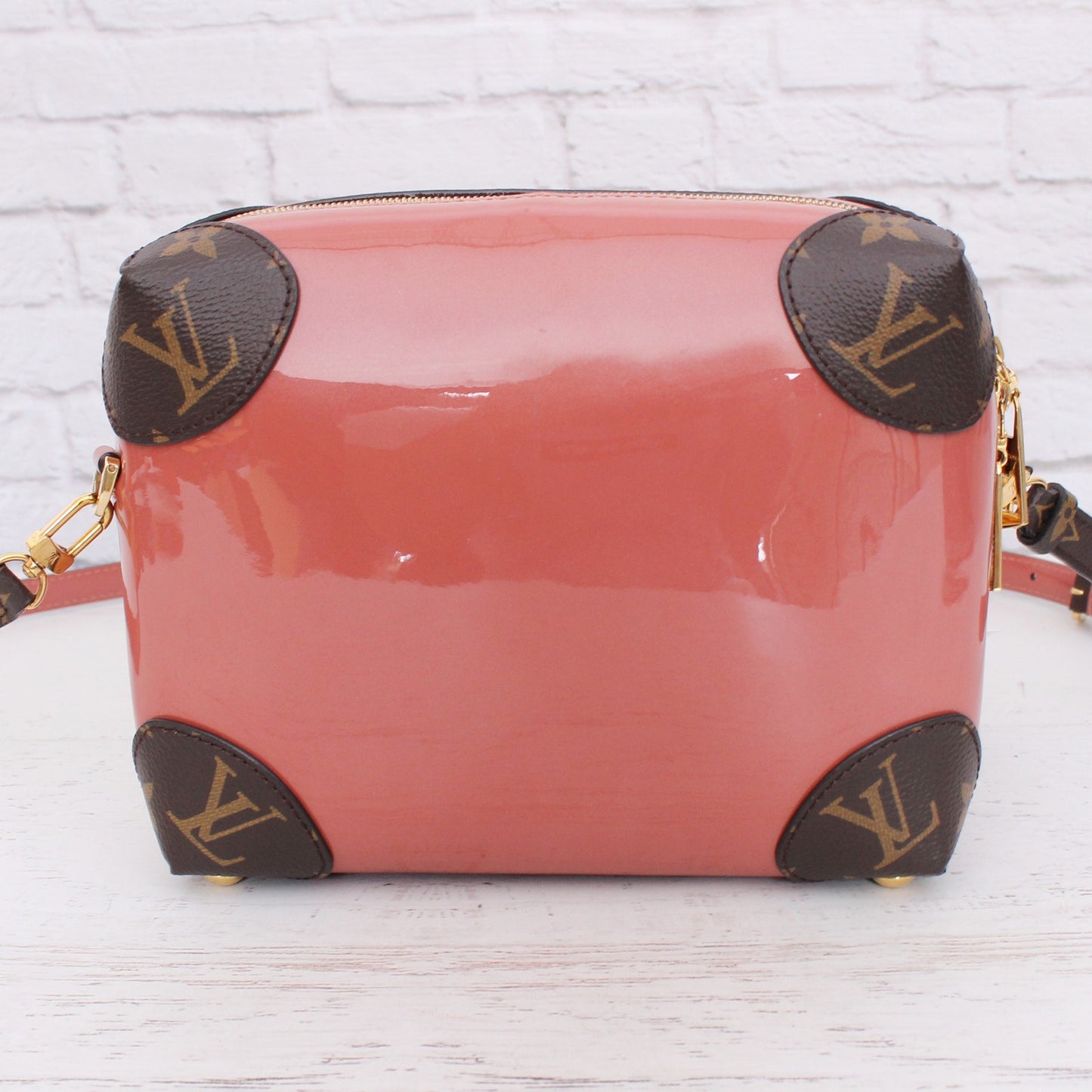 Louis Vuitton Venice Pink Patent Leather Crossbody Shoulder Purse Gold A4884