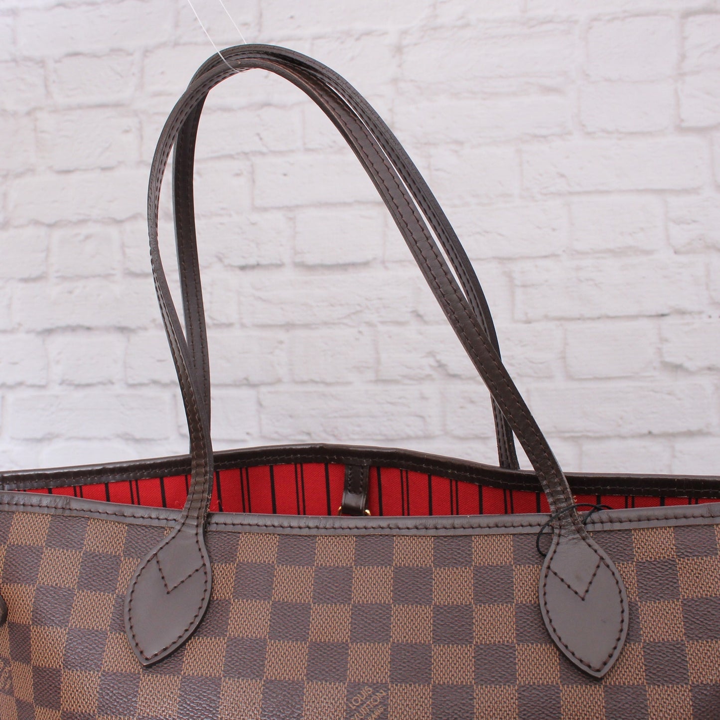 Louis Vuitton Neverfull MM Damier Ebene Leather Tote Shoulder Purse Brown A4981