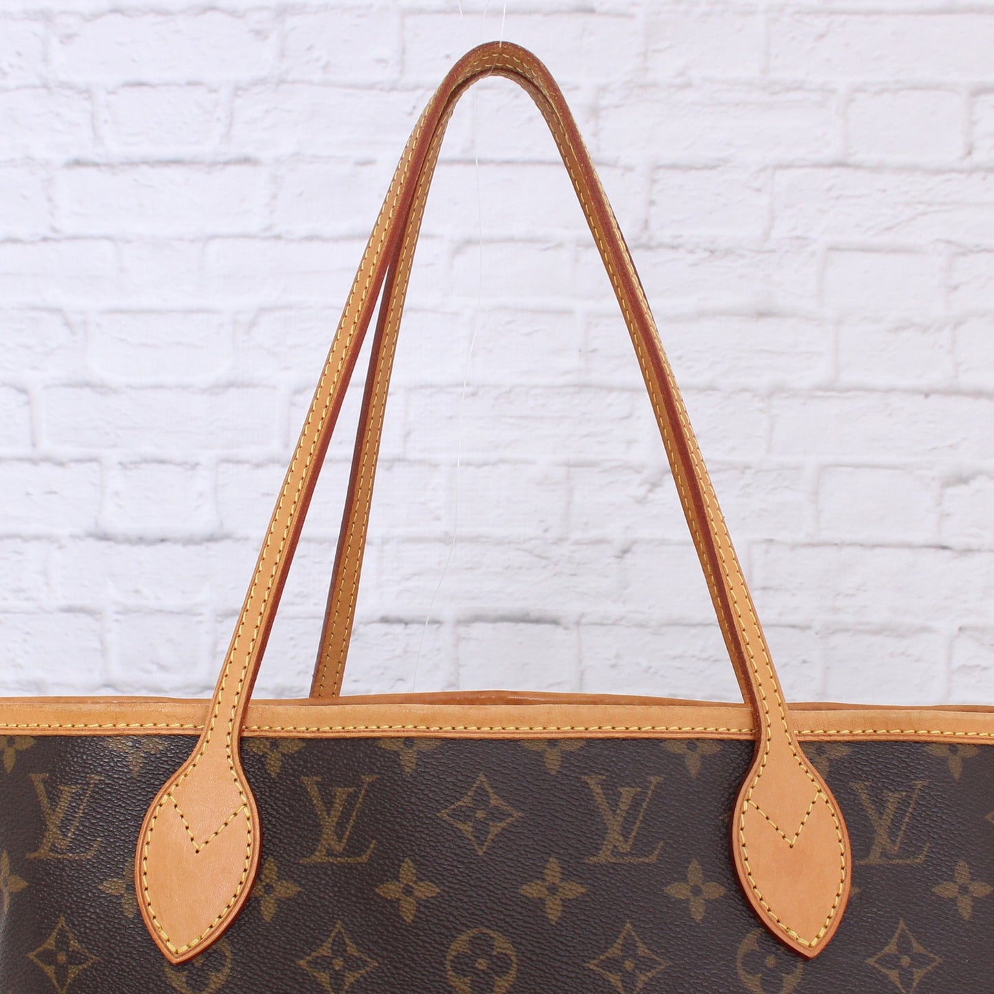 Louis Vuitton Neverfull MM Monogram Leather Tote Shoulder Purse Brown