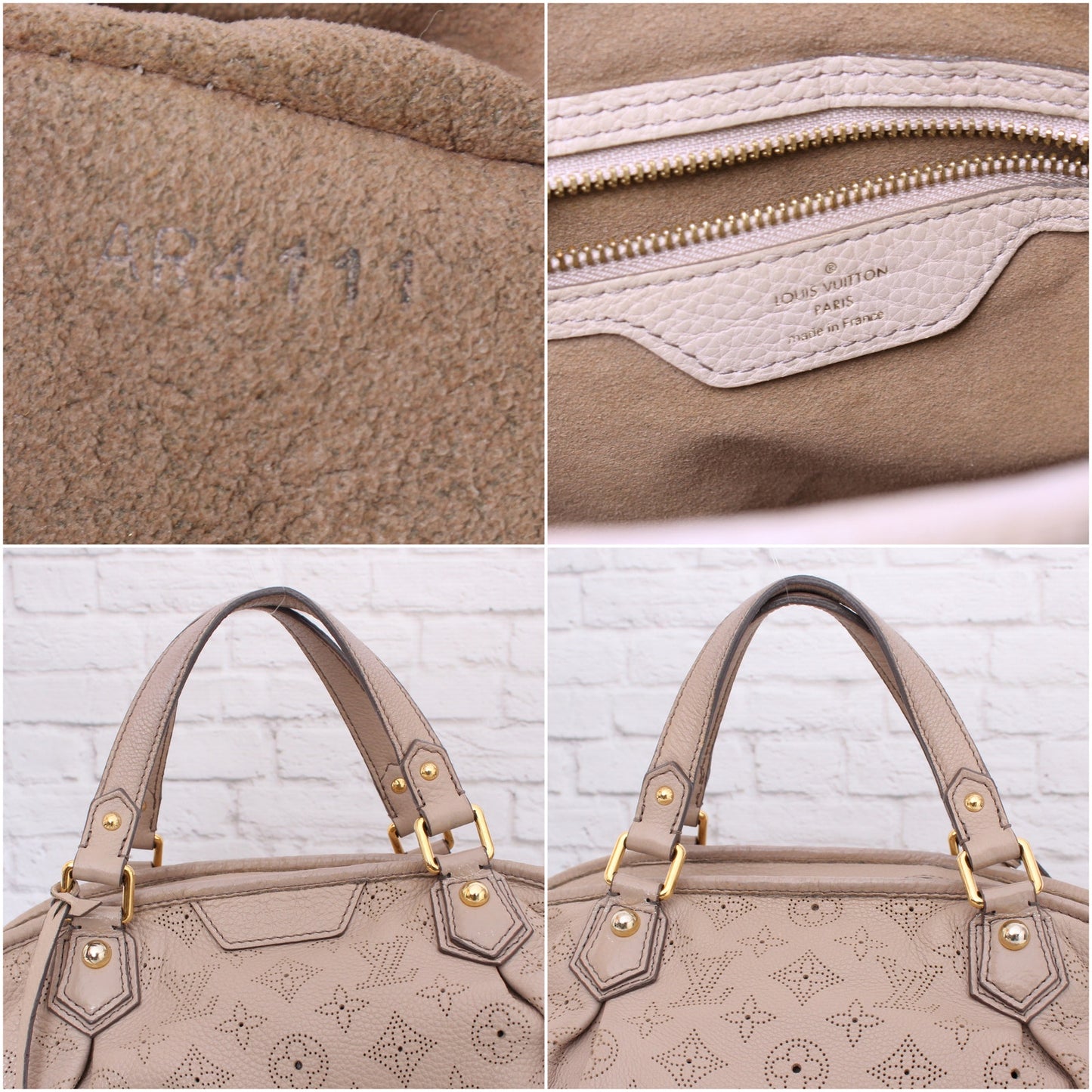 Louis Vuitton Stella PM Gray Mahina Satchel Shoulder Handbag Purse Leather A3967