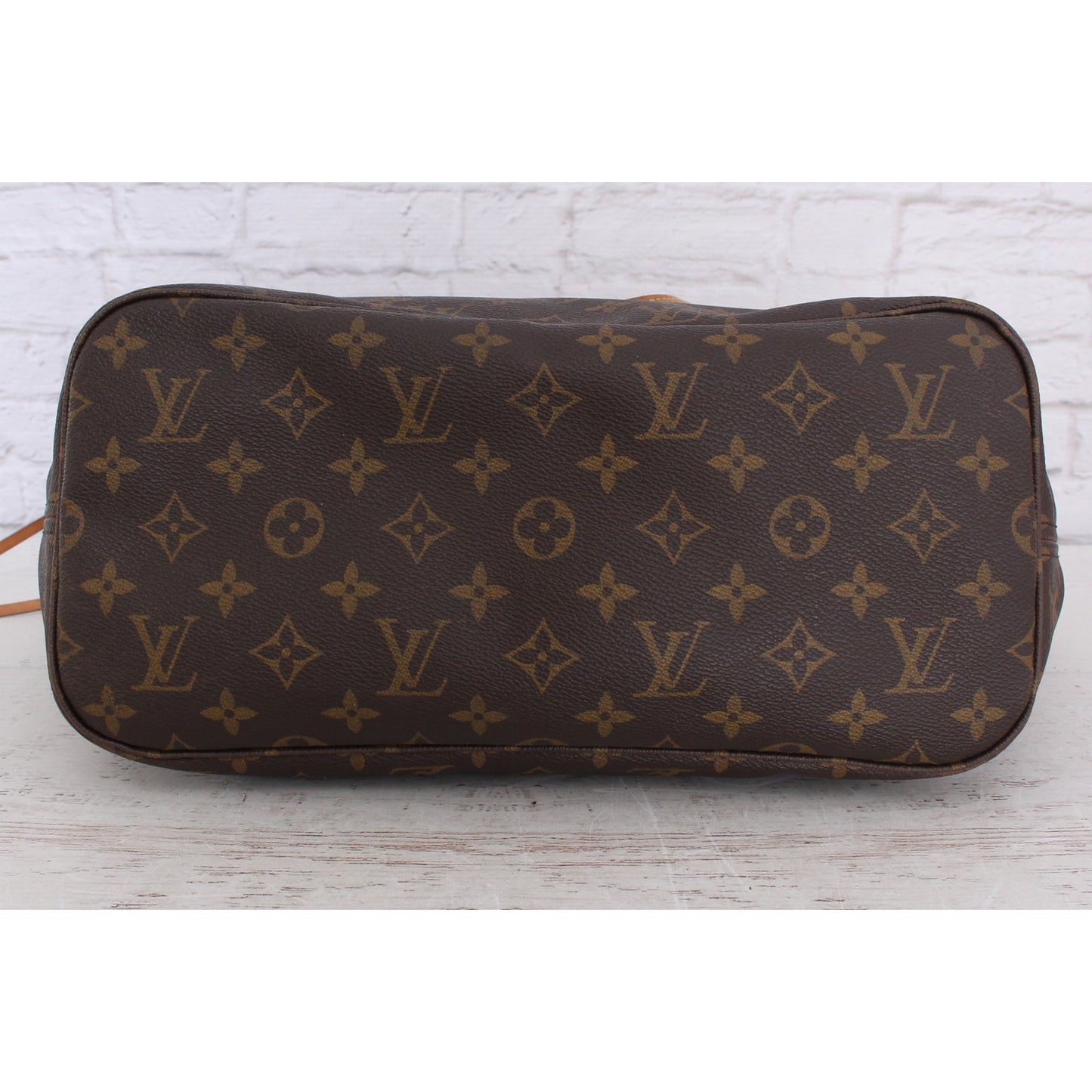 Louis Vuitton Neverfull MM Monogram Leather Tote Shoulder Purse Brown