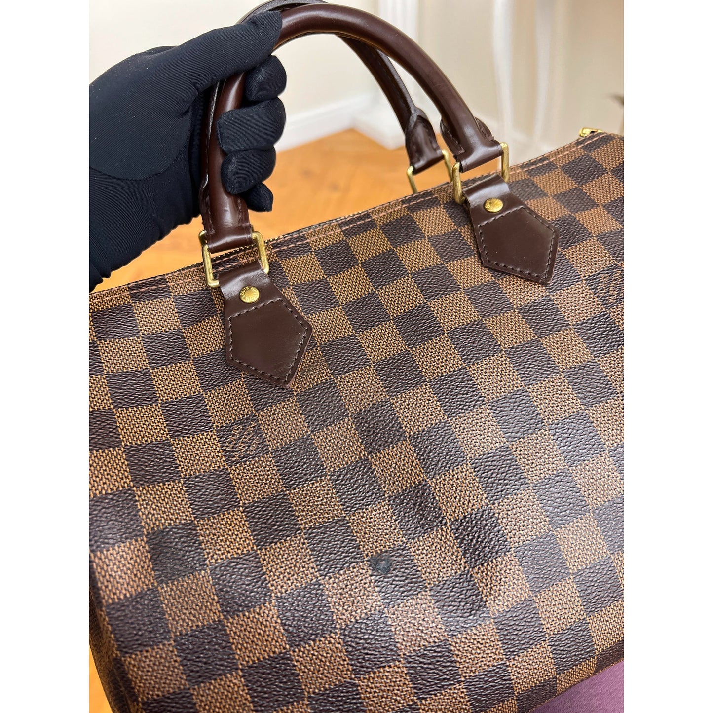 Louis Vuitton Speedy 30 Damier Ebene Satchel Brown Tote