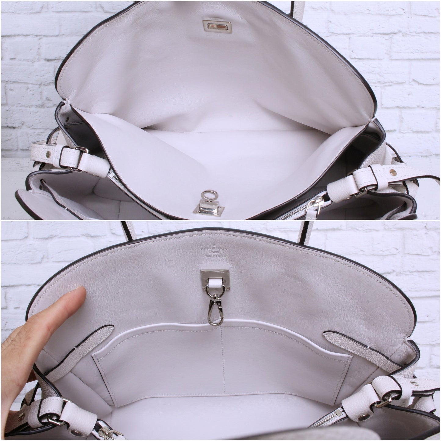 Louis Vuitton Mira MM White Taurillon Satchel Crossbody and Shoulder Purse A4780