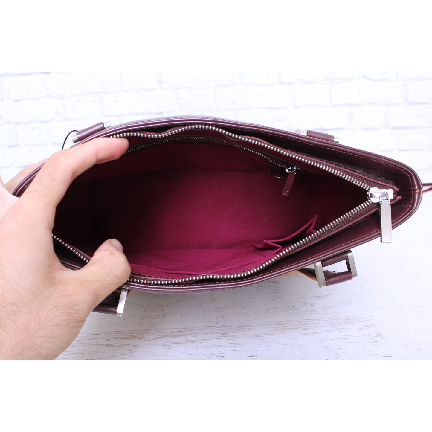 Louis Vuitton Stockton Purple Matte Vernis Satchel Shoulder Handbag Purse A4999