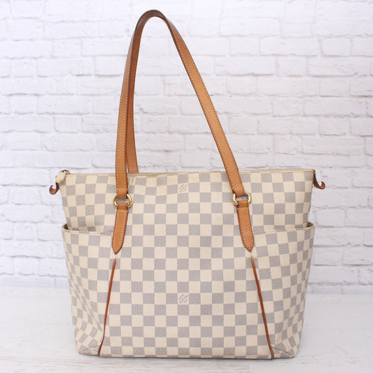 Louis Vuitton Totally MM Damier Azur Tote Shoulder Purse Handbag Leather A2538