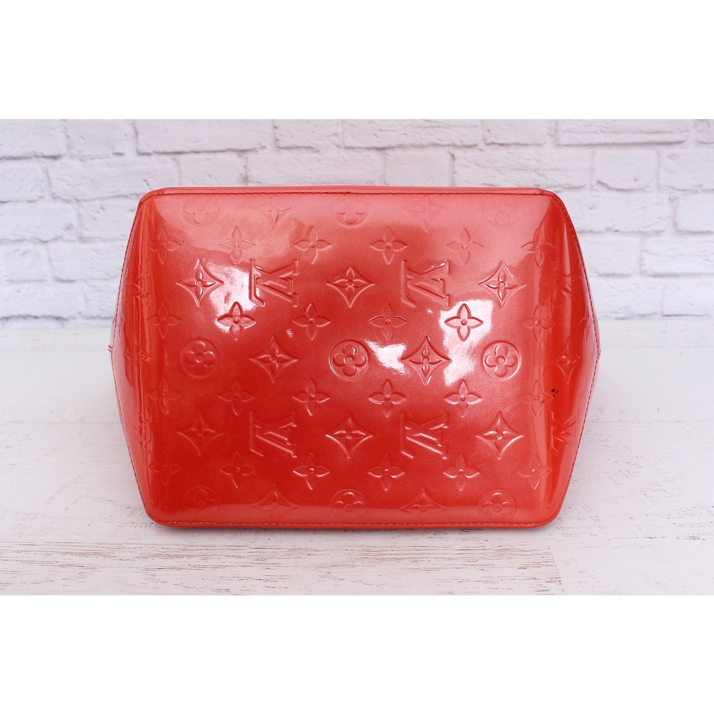 Louis Vuitton Bellevue PM Red Vernis Satchel Shoulder Tote Purse A4801