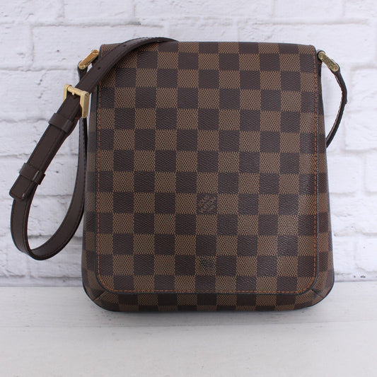 Louis Vuitton Musette Salsa Long PM Crossbody Damier Ebene Leather Bag