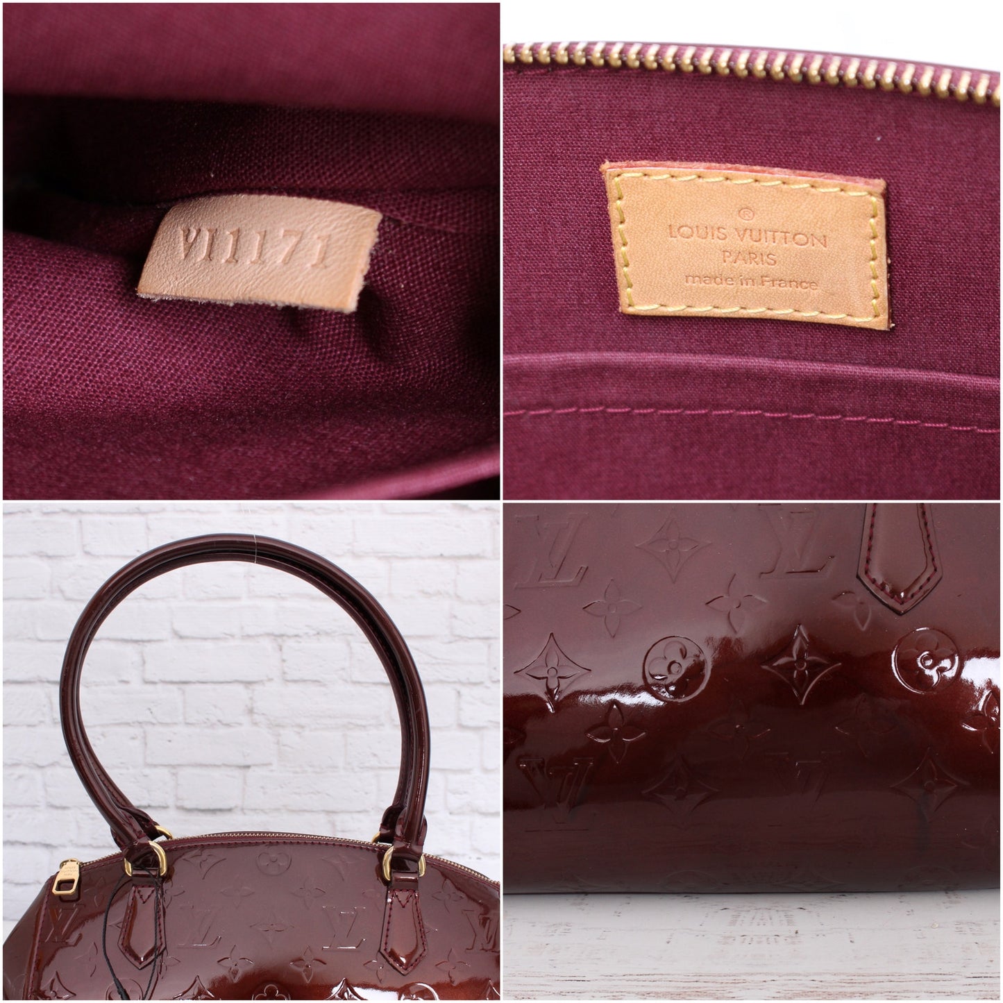 Louis Vuitton Sherwood PM Purple Vernis Satchel Shoulder Tote Purse A3577