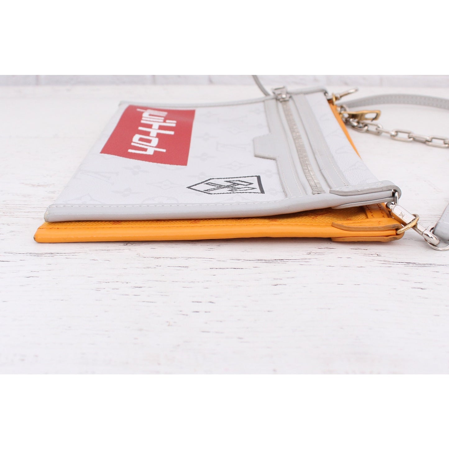 Louis Vuitton Double Flat Messenger Monogram Logo Story Crossbody Purse A3855