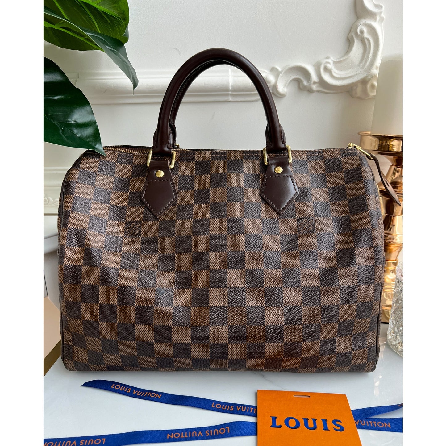 Louis Vuitton Speedy 30 Damier Ebene Satchel Brown Tote