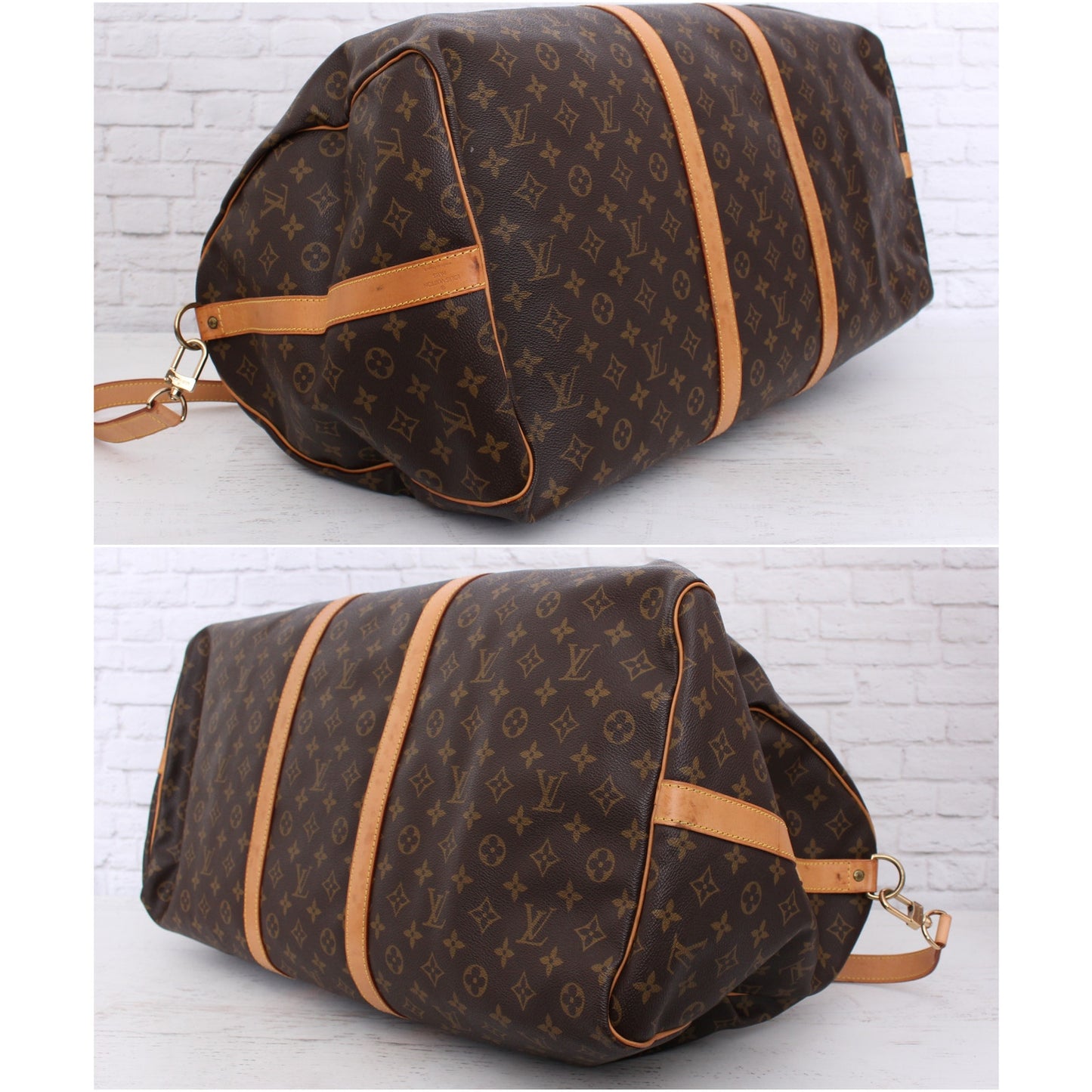 Louis Vuitton Keepall 60 Bandouliere Monogram Duffle Luggage Travel A3145