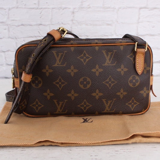 Louis Vuitton Marly Bandouliere Monogram Crossbody Purse Leather Zip