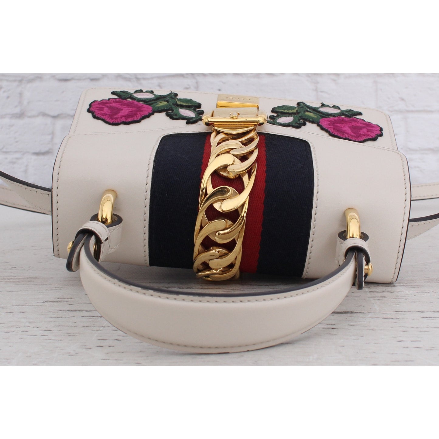 Gucci Mini Sylvie White Floral Crossbody Small