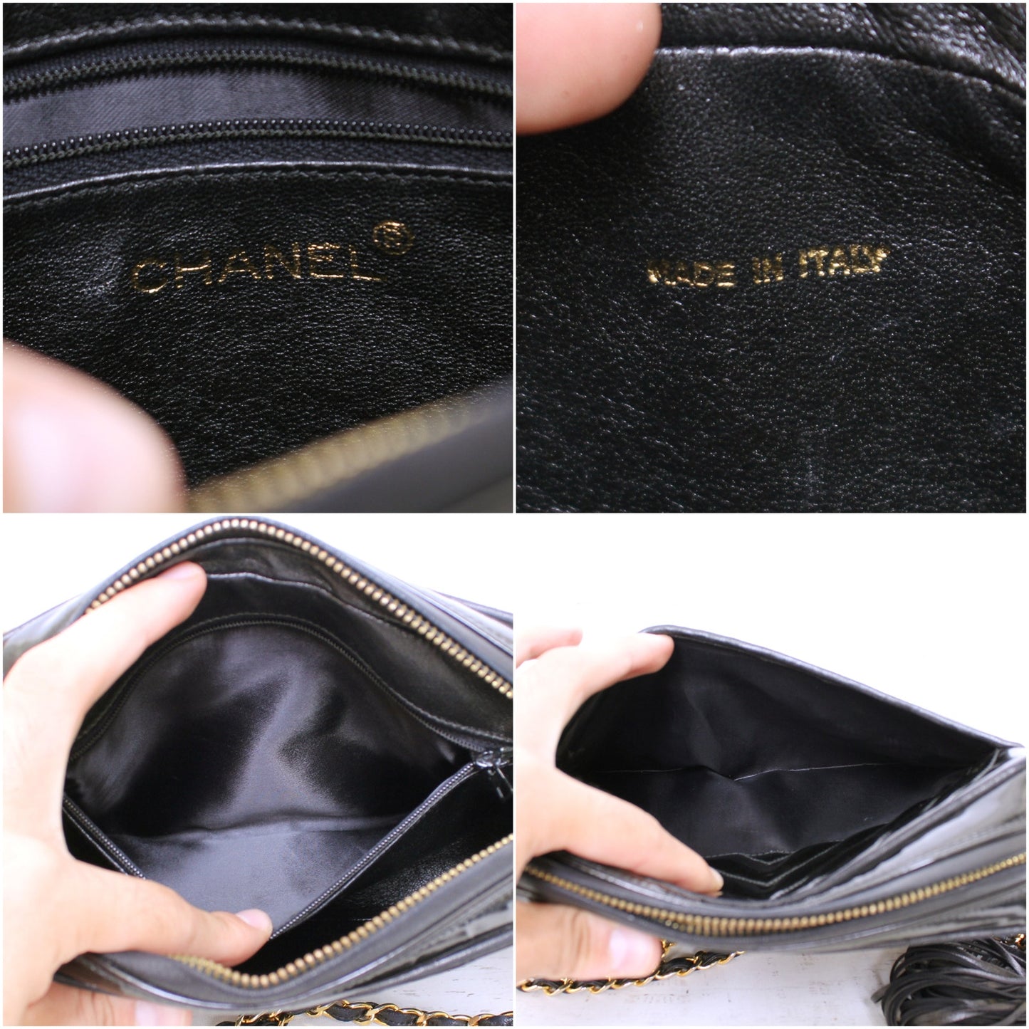 Chanel CC Black Patent Leather Camera Bag Shoulder Crossbody Purse A4959