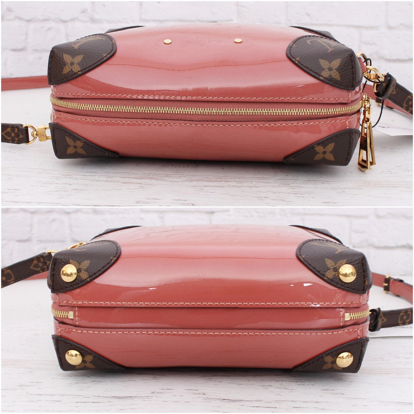 Louis Vuitton Venice Pink Patent Leather Crossbody Shoulder Purse Gold A4884