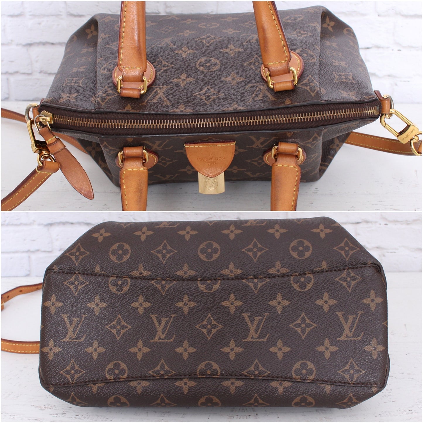 Louis Vuitton Rivoli PM Crossbody Monogram Canvas Satchel Brown Handbag A3573